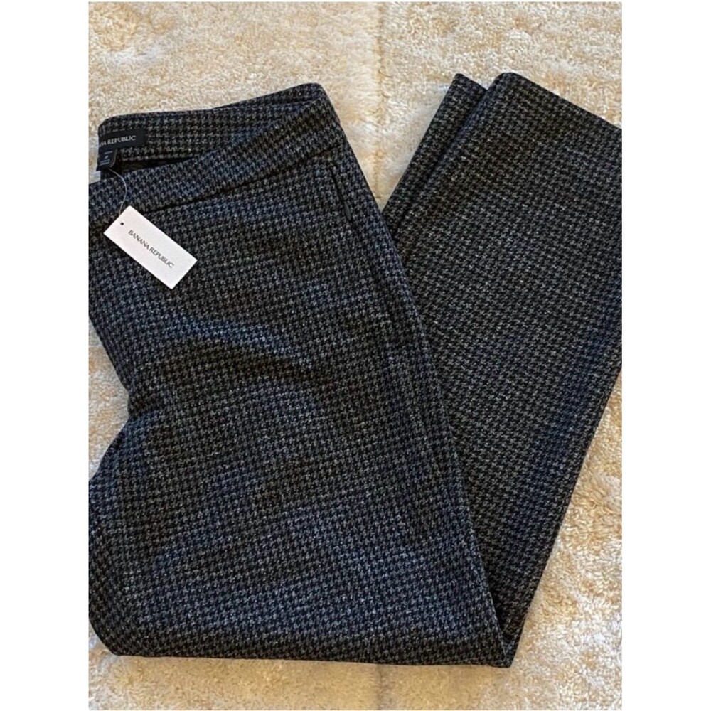 NWT Banana Republic Black Tweed Petite Flat Front Straight
Leg Womens Size 8P